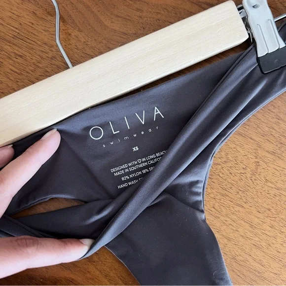 DARK GREY NWT OLIVIA SWIMWEAR THONG BOTTOMS - Picture 3 of 3